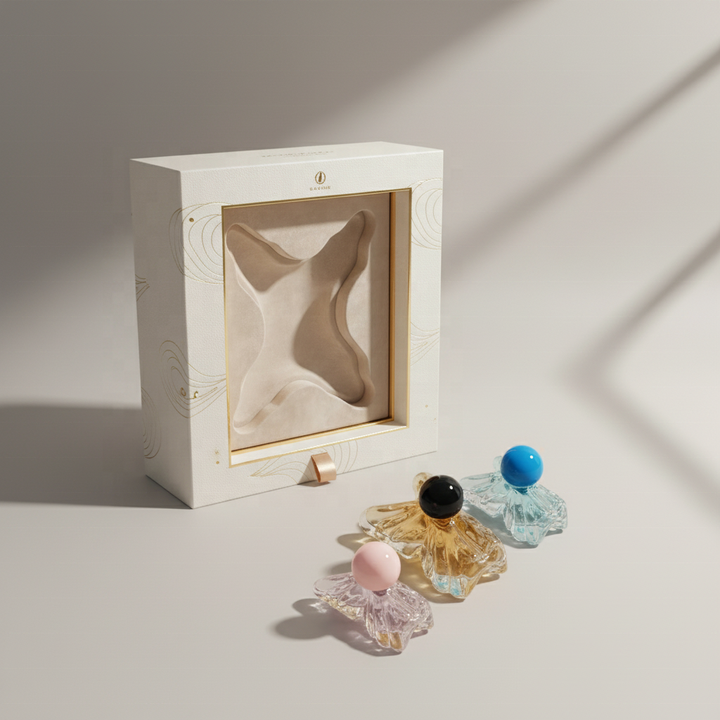 Luxury Crimp Neck 50ml 100ml Glass Empty butterfly Perfume Bottles with Custom Gift Box