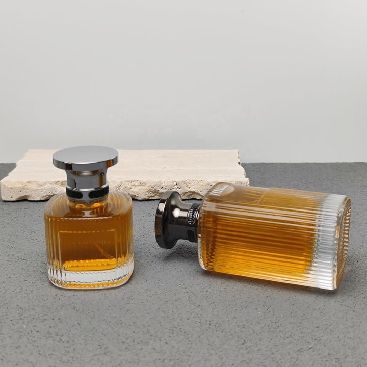 Luxury Ribbed Glass Perfume Bottle 50ml 100ml Empty Fragrance Packaging
