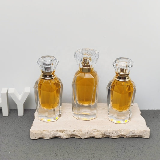 30ml 50ml Luxury Faceted Glass Perfume Bottle with Crystal Cap Custom Fragrance Packaging