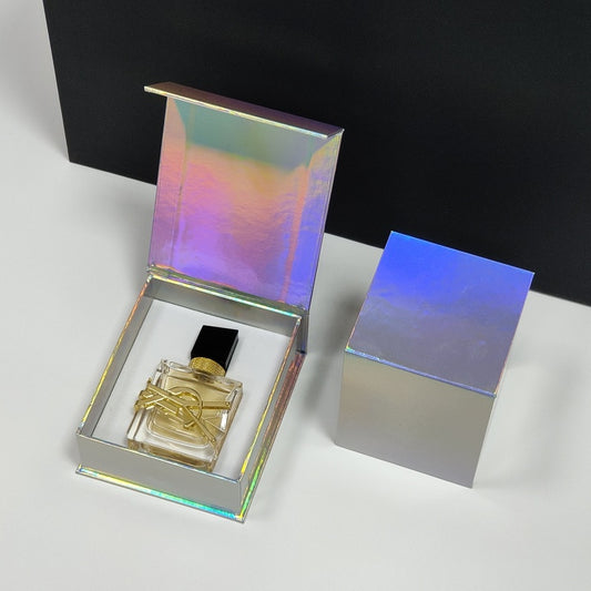 High Quality Holographic Paper Magnetic Box Custom Design Empty Bottle Luxury Magnet Packaging Perfume Box
