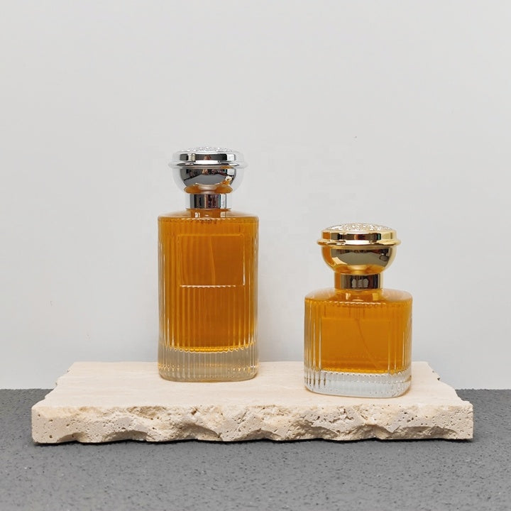 Luxury Ribbed Glass Perfume Bottle 50ml 100ml Empty Fragrance Packaging