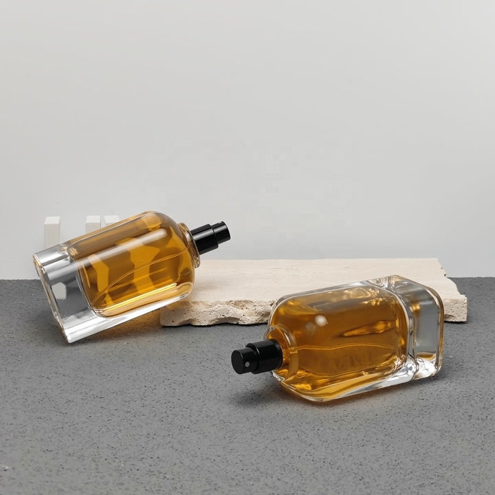 Wholesale 100ml Luxury Glass Fragrance Bottle with Decorative Glass Cap