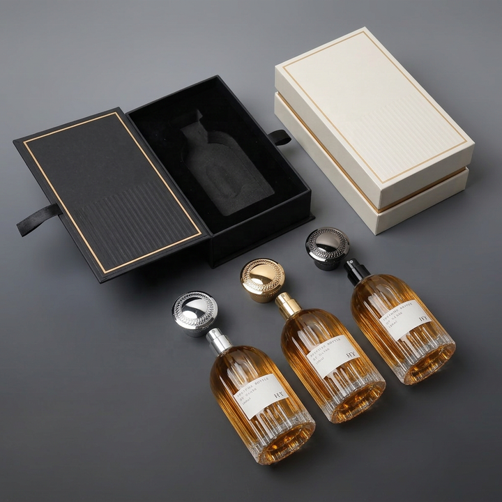 Custom 100ml Square Ribbed Glass Perfume Bottle with Alloy Metal Cap Screen Printing Pump Sprayer for Premium Fragrance Brand