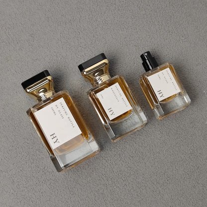 30ml 50ml 100ml Square Luxury Empty Perfume Cologne Bottle Crimp Neck with Atomizer and Unique Designed Gold Top Cap