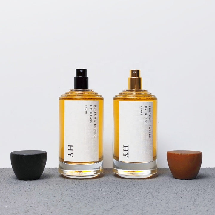 100ml Custom Luxury Thick Glass Perfume Oil Bottle Fine Mist Spray with Natural Wooden Cap