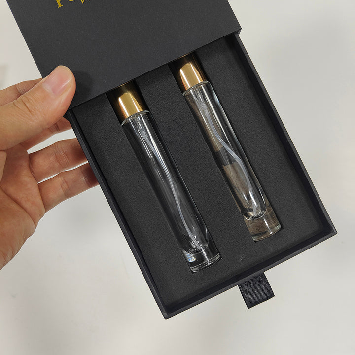 Custom Luxury 50ml Perfume Box Packaging Small Cardboard Drawers Pull Empty Design for Gift Sample Sponge Matt Lamination