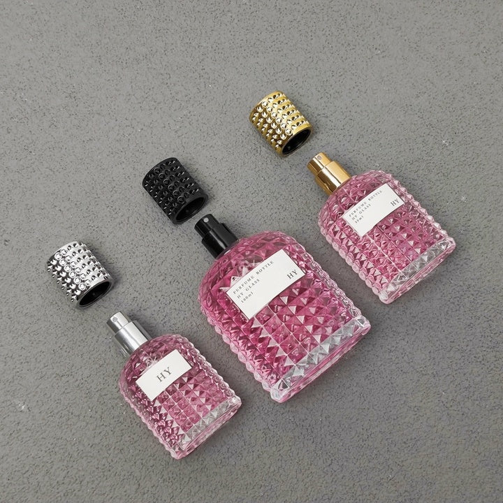 Custom Luxury Square 30ml 50ml 100ml Empty Crimp Neck Glass Perfume Bottle with Pump Sprayer Reed Diffuser Screen Printing Box