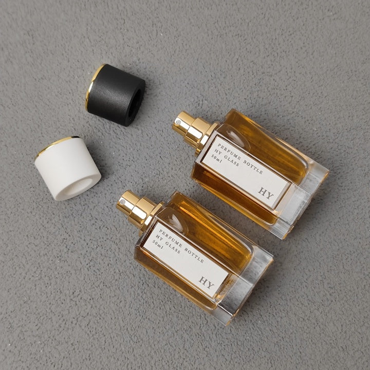 Luxury 50ml Pressurized Atomizer Glass Perfume Bottle Octagon Shape Thick Bottom Fragrance Packaging Gold Spray Screen Printing