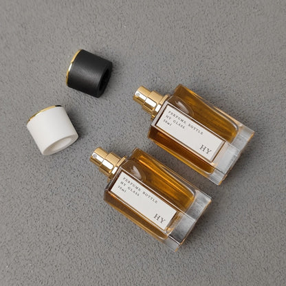 Luxury 50ml Pressurized Atomizer Glass Perfume Bottle Octagon Shape Thick Bottom Fragrance Packaging Gold Spray Screen Printing