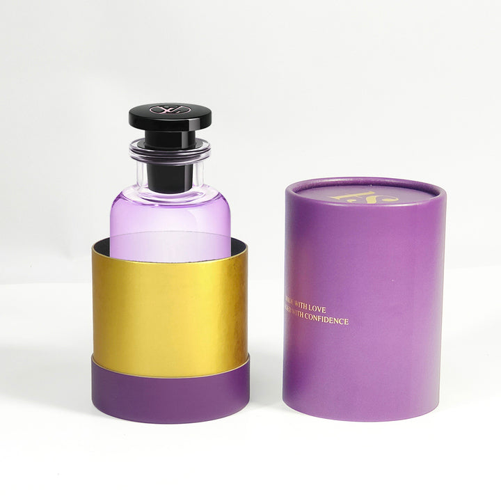 New Style Black Perfume Cylinder Gift Box 2mm Thick Premium Paper Cardboard UV Foil Embossing Matt Lamination Tray for Cosmetics