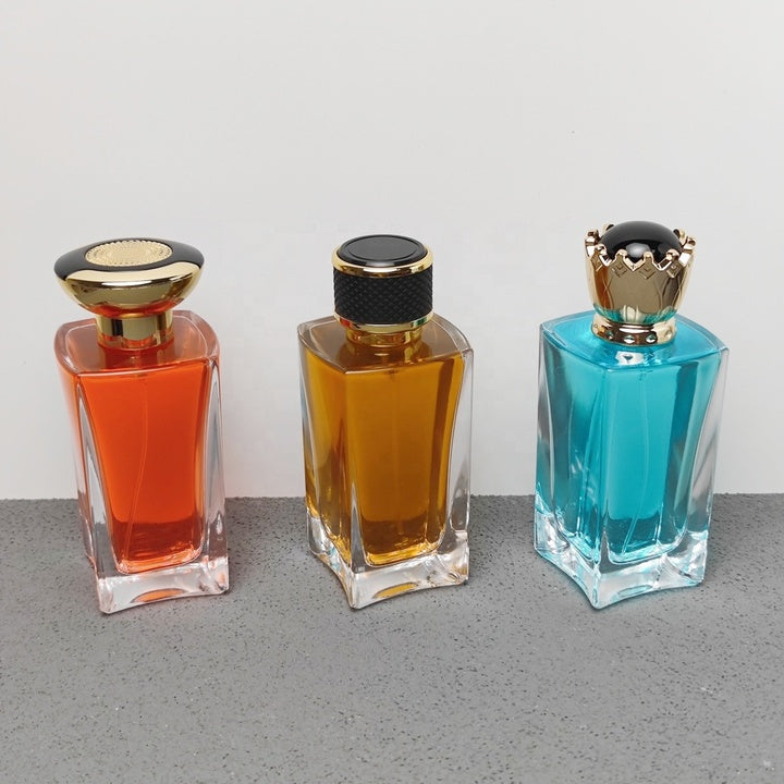 100ml Luxury Glass Perfume Bottle Empty Fragrance Packaging Bottle with Decorative Cap Custom Logo OEM ODM Perfume Packaging