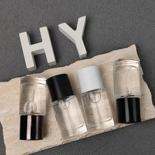 15ml Cylinder Mini Glass Perfume Spray Bottle Portable Travel Size Fragrance Sample Fine Mist Pump Custom Cap OEM Reed Diffuser