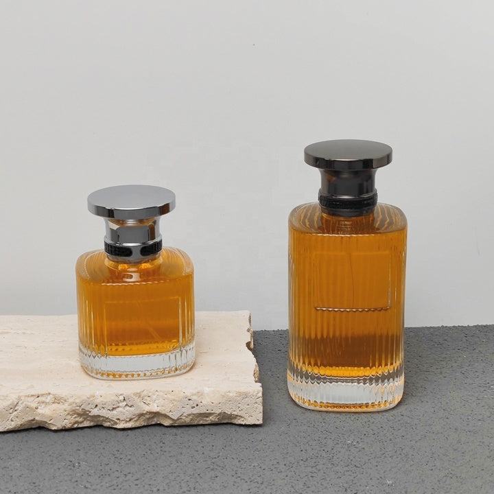 Luxury Ribbed Glass Perfume Bottle 50ml 100ml Empty Fragrance Packaging
