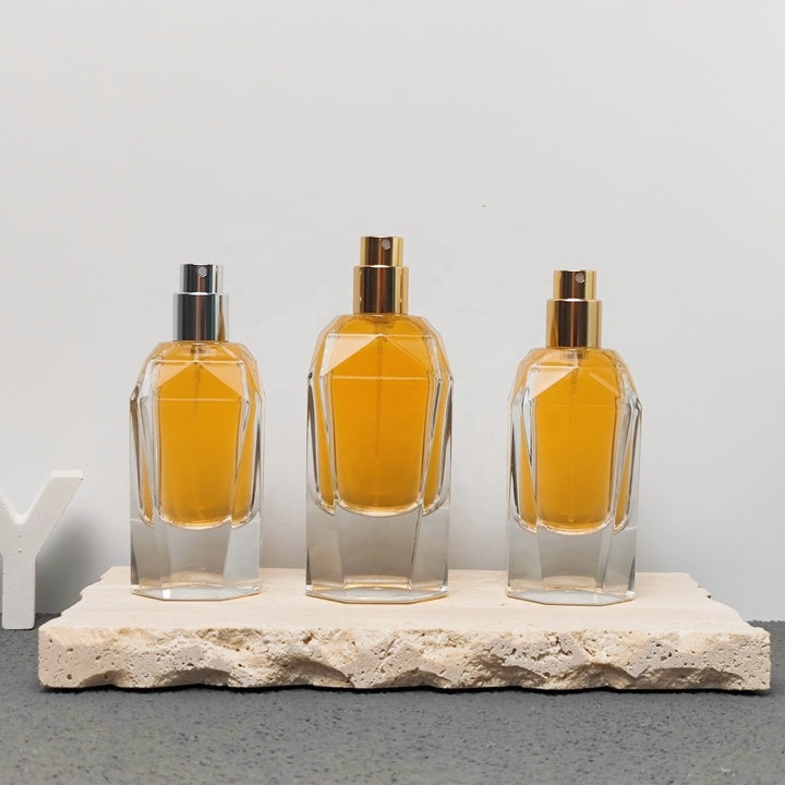 30ml 50ml Luxury Faceted Glass Perfume Bottle with Crystal Cap Custom Fragrance Packaging
