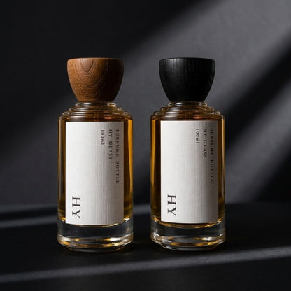 100ml Custom Luxury Thick Glass Perfume Oil Bottle Fine Mist Spray with Natural Wooden Cap