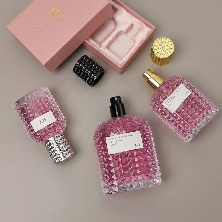 Custom Luxury Square 30ml 50ml 100ml Empty Crimp Neck Glass Perfume Bottle with Pump Sprayer Reed Diffuser Screen Printing Box