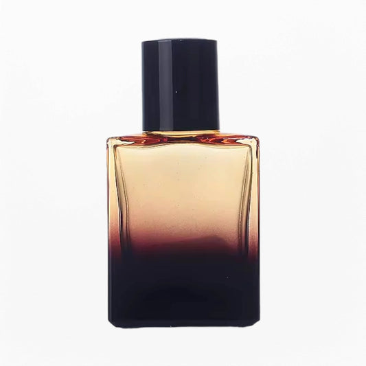 Amber Glass Perfume Bottle Optional Gradient Color Flat Square Shape