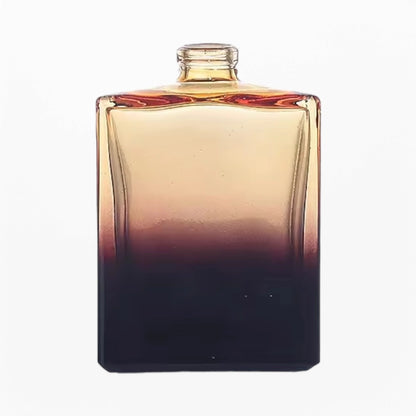 Amber Glass Perfume Bottle Optional Gradient Color Flat Square Shape