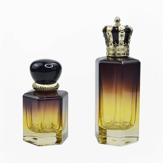 Amber Perfume Bottle Gradient Color Polygonal Prism Shape