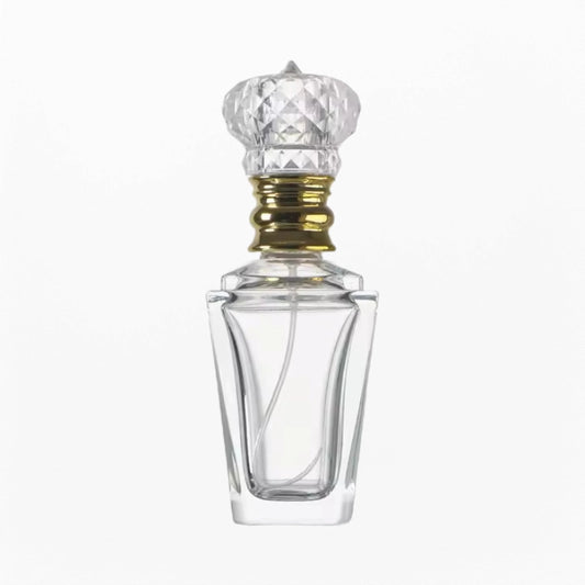 Ancient Perfume Bottle Transparent Square Tapered Design