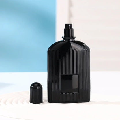 Pure black perfume bottle