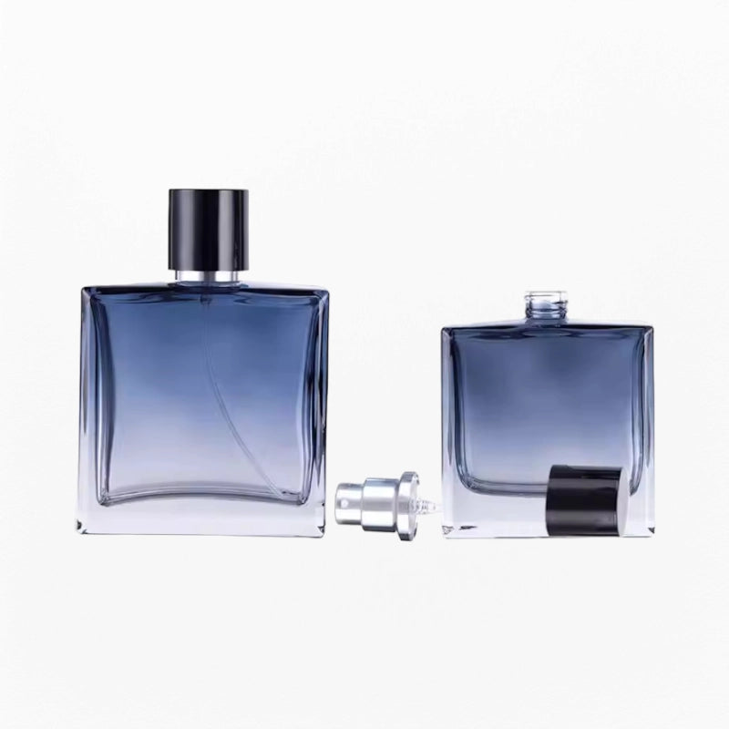 Blue Cologne Bottle Flat Square Shape with Gradient Color