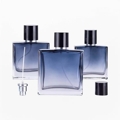 Blue Cologne Bottle Flat Square Shape with Gradient Color