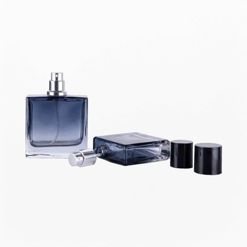 Blue Cologne Bottle Flat Square Shape with Gradient Color