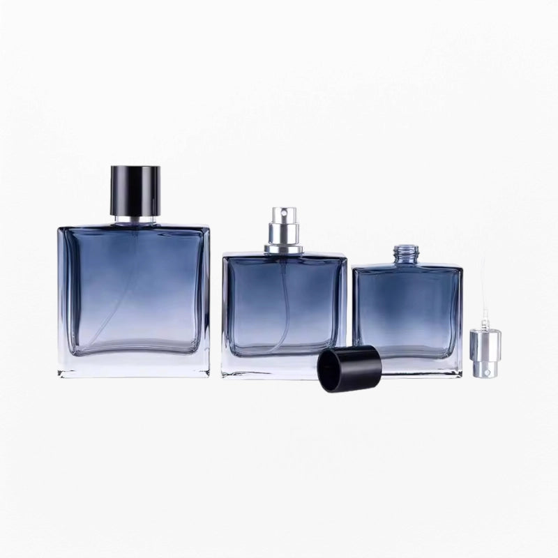 Blue Cologne Bottle Flat Square Shape with Gradient Color