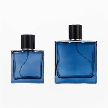 Blue Square Perfume Bottle Black Cap