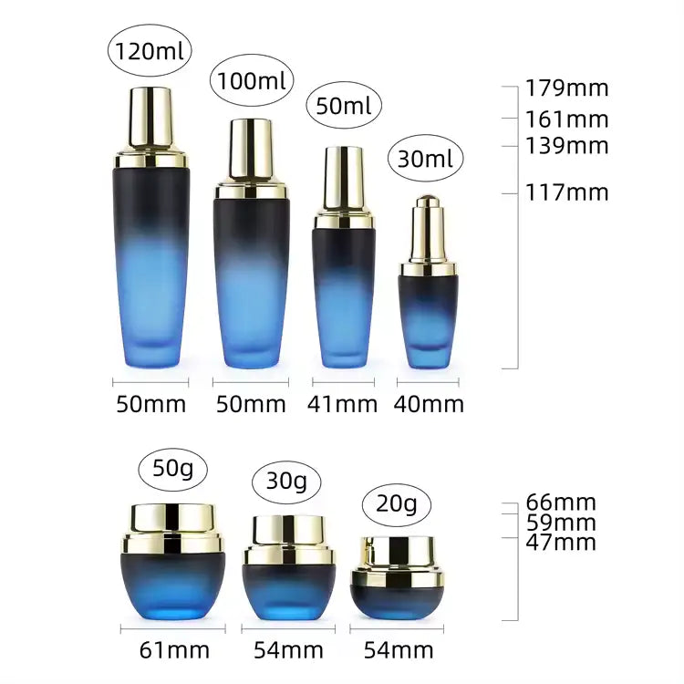 dimensions of the cosmetic bottles and jars