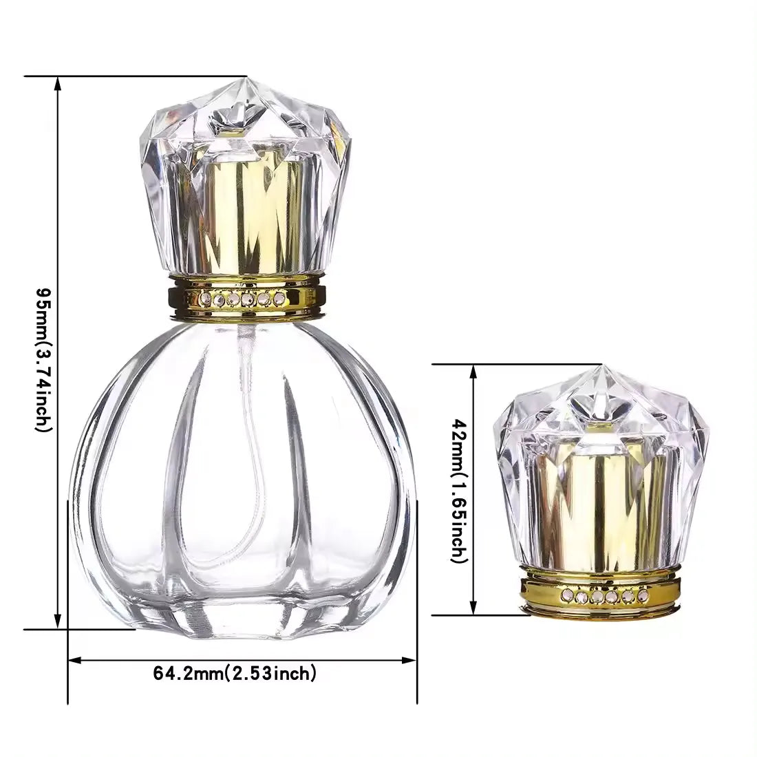 Crown Parfümflasche, 50 ml, 1,7 Oz, klarer Körper, goldene Kappe