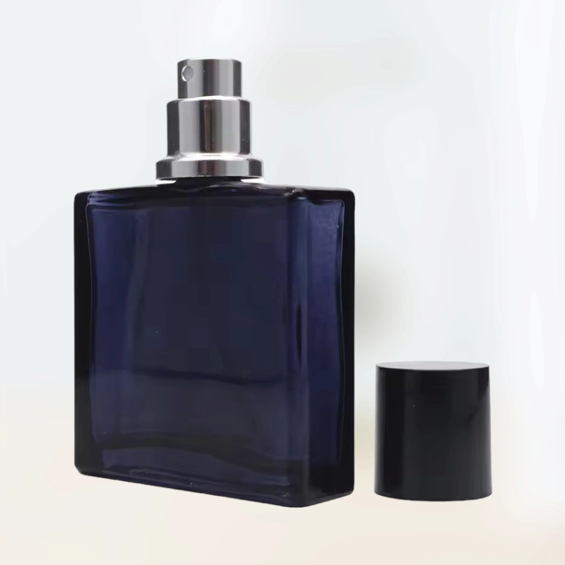 Dark Blue Perfume Bottle With Silver Pump Sprayer