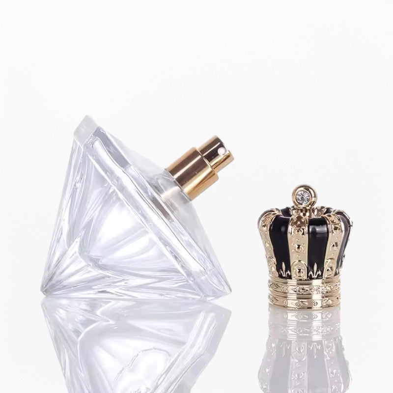 Diamond Shape Perfume Bottle Clear Glass with Crown Cap – HONG YUAN