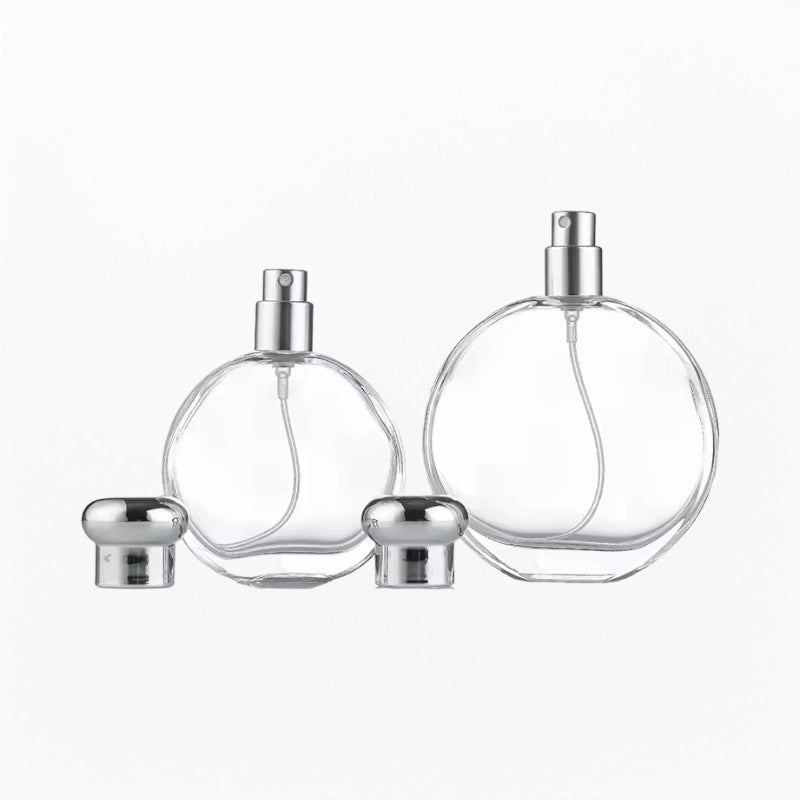 Two Elegant Perfume Bottles Round Shape Body with Cute Caps