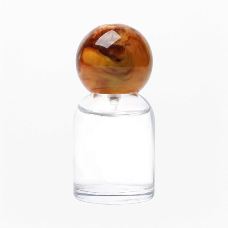 Empty Perfume Glass Bottles with Marble Texture Spherical Bottle Caps