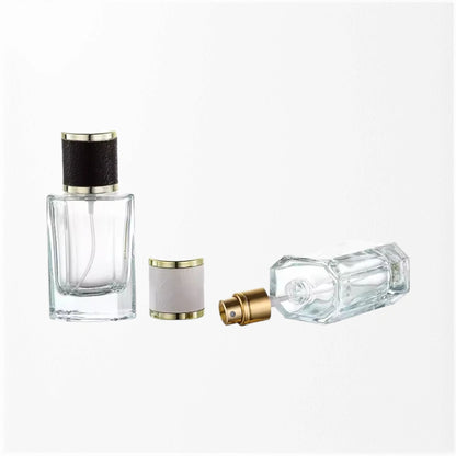 Luxury Clear Empty Glass Perfume Bottle with PU Cap