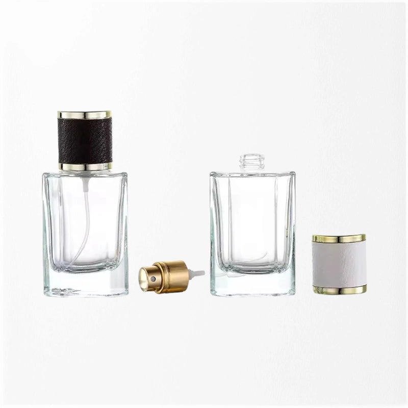 Luxury Clear Empty Glass Perfume Bottle with PU Cap