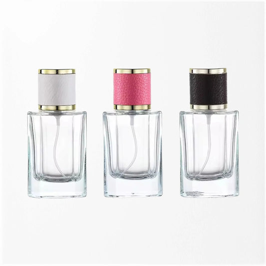 Luxury Clear Empty Glass Perfume Bottle with PU Cap