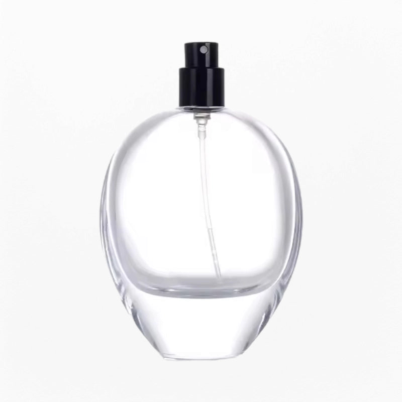 luxury perfume bottle round shape with black sprayer
