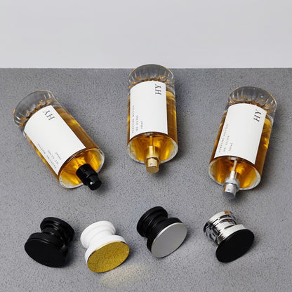 Luxury Cylinder Glass Perfume Bottle with Pump Sprayer Empty 15mm Crimp Neck 100ml Capacity Plastic Cap & Box
