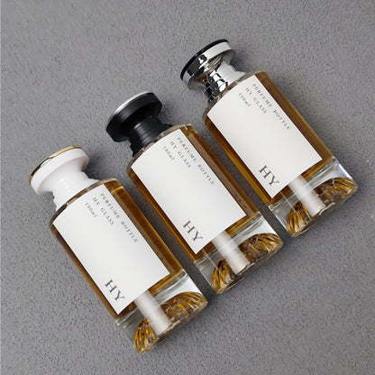 Luxury Cylinder Glass Perfume Bottle with Pump Sprayer Empty 15mm Crimp Neck 100ml Capacity Plastic Cap & Box