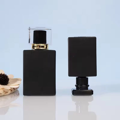 Perfume Bottle Black Color Square Shape Black Cap