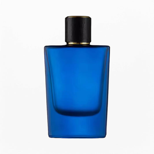 Botella de perfume Botella de vidrio en aerosol esmerilado azul