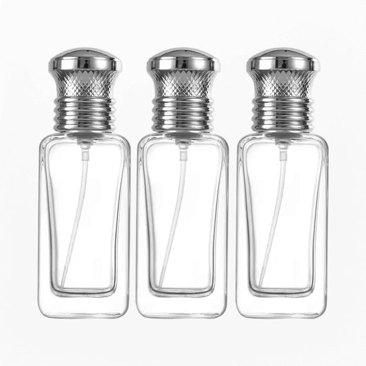 Three Pieces Perfume Bottle Empty Square Clear Glass