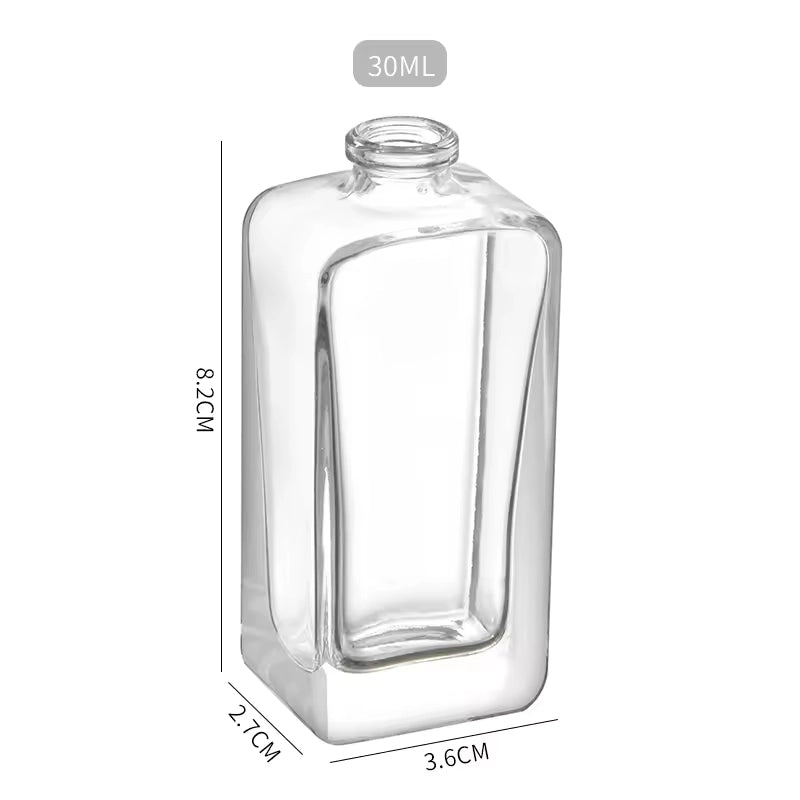 Dimension of Perfume Bottle Empty Square Clear Glass