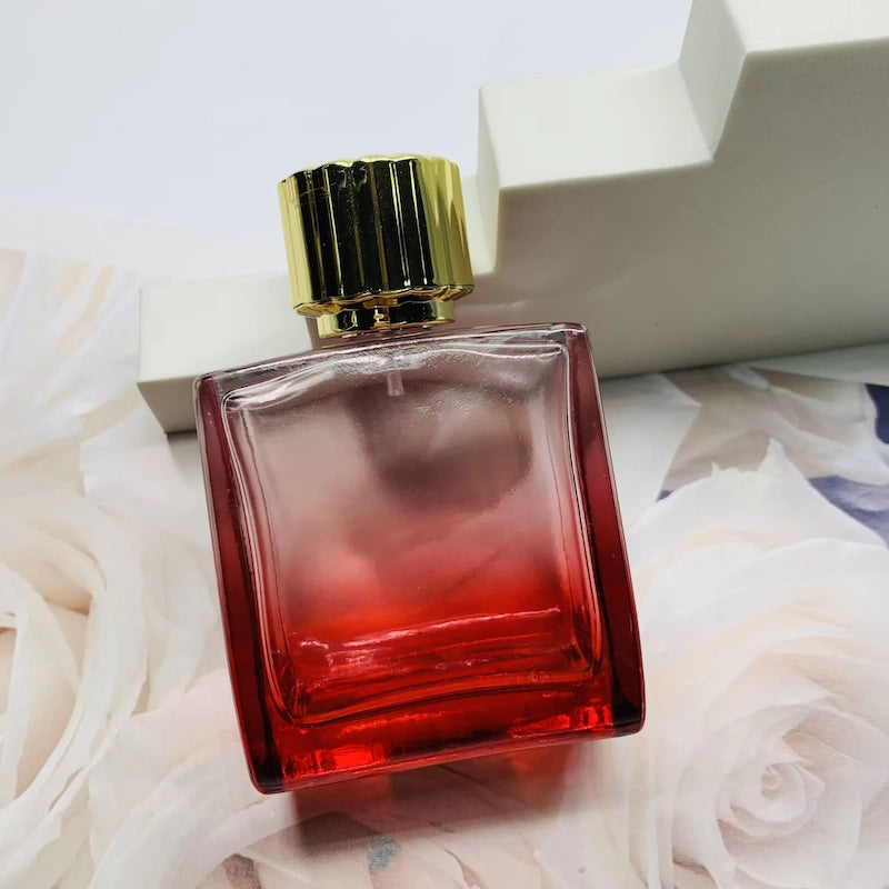 Perfume Bottle Handbag Beautiful Red Gradient Color with Golden Cap
