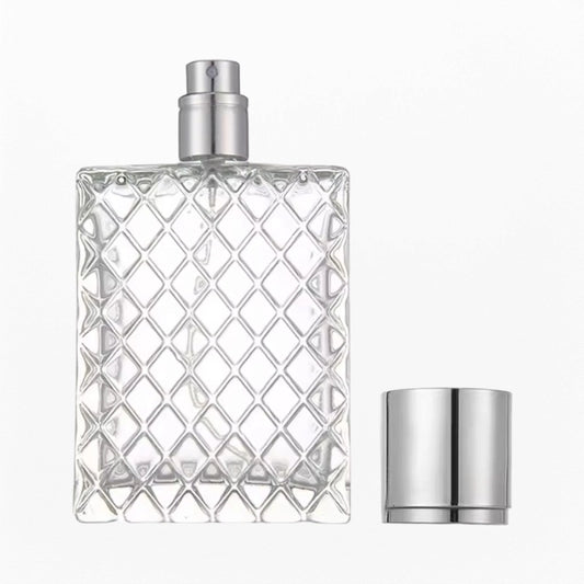 Perfume Bottle Unique Single Sided Plaid Texture Design Silver Sprayer