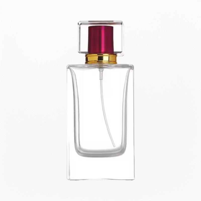 Perfume Bottle Square Clear Glass Bottle with Acrylic Cap