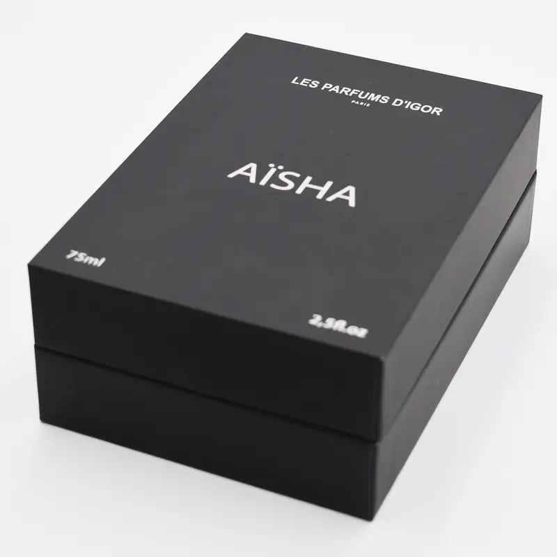 Perfume box wholesale black color with custom silver printing